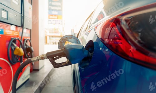 Preview: Car fueling at gas station. Refuel fill up with petrol gasoline. Petrol pump filling fuel nozzle