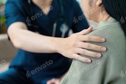Preview: Healthcare Professional Comforting Patient in a Medical Setting for Support and Care