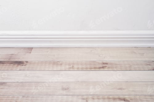 Preview: wooden floor, gypsum socket and medium flat white wall