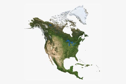 Preview: Detailed North America Continent Map with Topography
