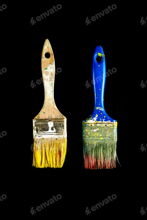 Preview: Two used brushes isolated on black