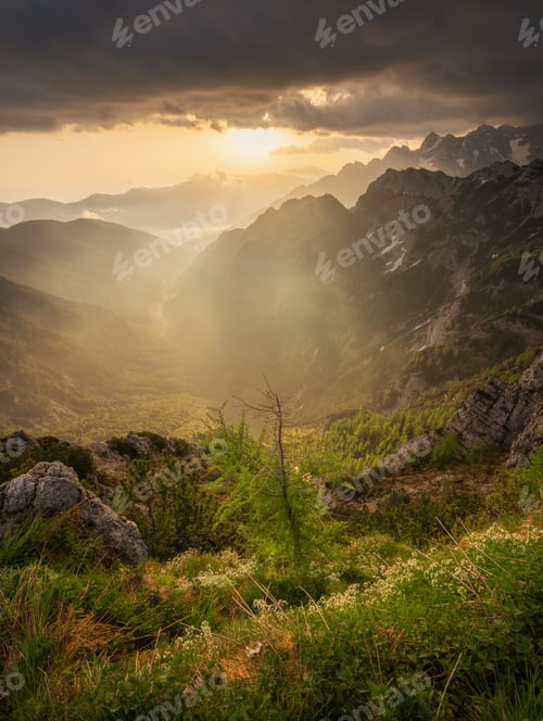 Preview: Mystic sunrise in the mountains of Julian Alps