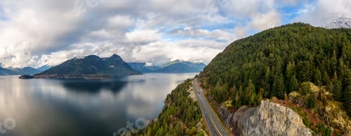 Preview: Sea to Sky Hwy in Howe Sound near Squamish, British Columbia, Canada