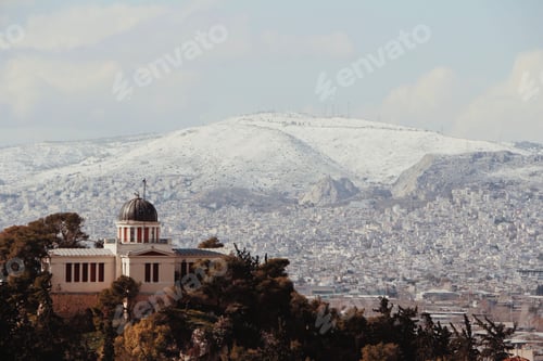 Preview: Aerial view of the scenic skyline of Athens and nearby mountains