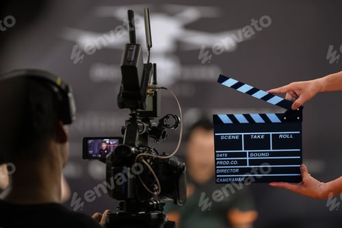 Preview: camera show viewfinder image catch motion in interview or broadcast wedding ceremony,