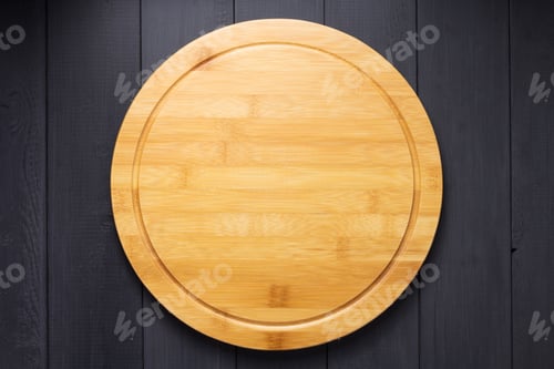 Preview: pizza cutting board at rustic wooden plank background
