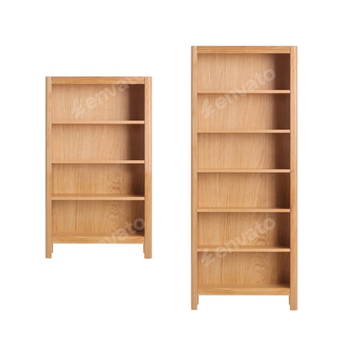 Preview: Two Wooden Bookcases Against a White Background