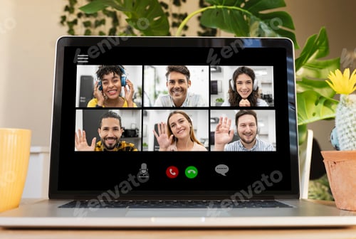 Preview: Team meeting online conference call, men and women, multi-ethnic