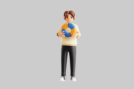 Preview: Cartoon man holding pie chart