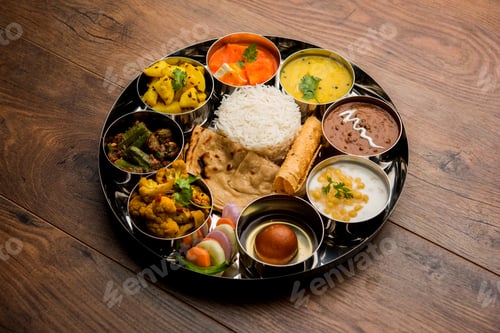Preview: Indian vegetarian food platter or Thali