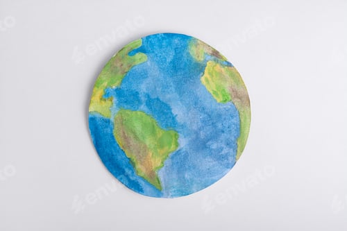 Preview: Earth concept. Drawn Earth on light background. Earth Day. Climate change.