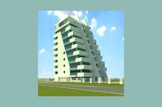 Preview: High-rise building with triangular facade and balconies