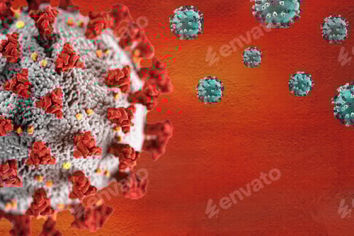 Preview: Microscopic View of Virus Organisms with Red Background