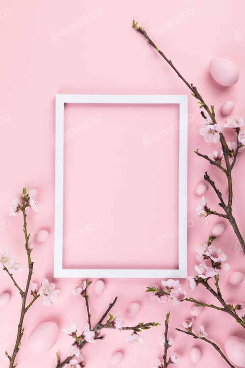 Preview: Easter Flowers composition. Traditional decoration easter concept, pattern.
