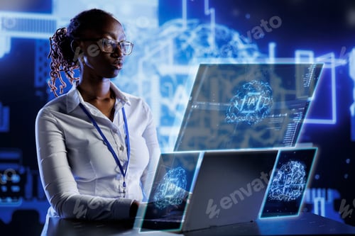 Preview: Employee using AI computing simulation