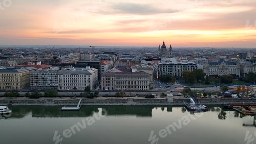 Preview: Morning light, Establishing Aerial View Shot of Budapest, Hungary