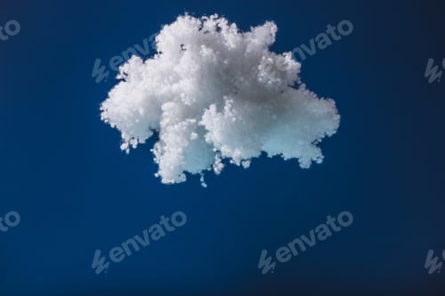 Preview: white fluffy cloud made of cotton wool isolated on dark blue