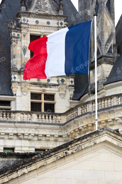 Preview: National Flag of France waving on top of building