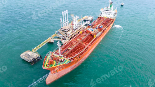 Preview: Oil tanker ship. Red Oil Tanker runing in the ocean sea. petroleum ship