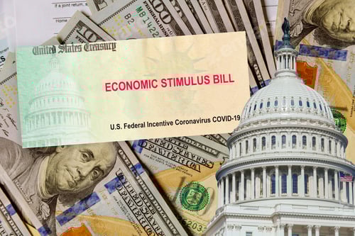 Preview: Americans receive emergency payments stimulus checks government US 100 dollar bills currency on