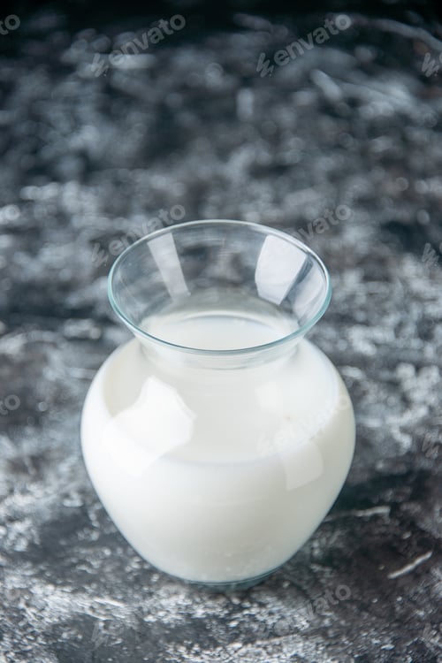 Preview: front view jug with milk on light gray background dough egg meal cake pie color