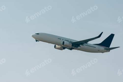 Preview: Flight departure of commercial plane in clear sky