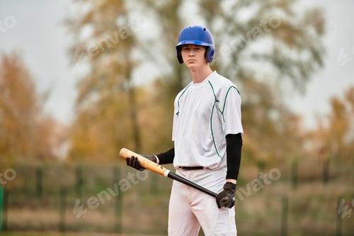 Preview: Energetic teenage boy embraces baseball readiness on the field