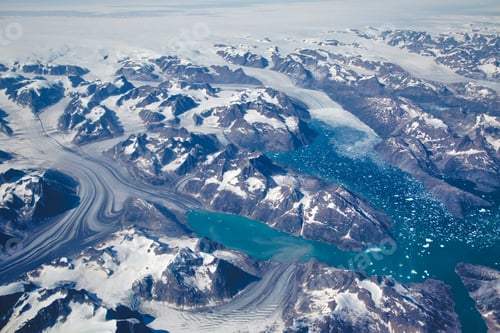 Preview: Aerial view of scenic Greenland Glaciers and icebergs