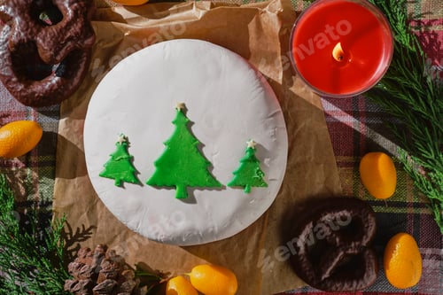 Preview: Still life of Christmas food with fruity English cake