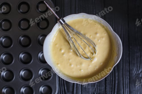 Preview: Cupcakes Dough, Ingredients (Fresh Baked Goods, Eggs, Flour, Sugar, And More) Menu Concept. Food