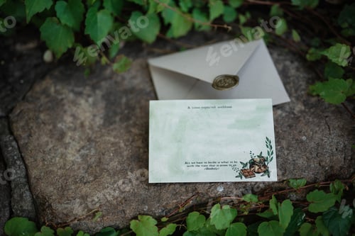 Preview: wedding invitation in a gray envelope on a table