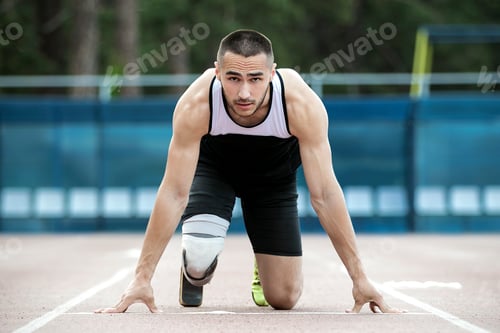 Preview: amputee athlete preparing to start