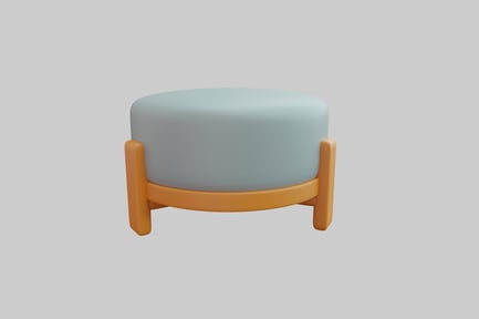 Preview: Soft blue ottoman with wood frame