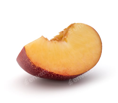 Preview: Nectarine fruit slice isolated on white background close up