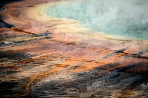 Preview: Closeup shot of the Grand Prismatic Spring, Yellowstone National Park, Wyoming USA