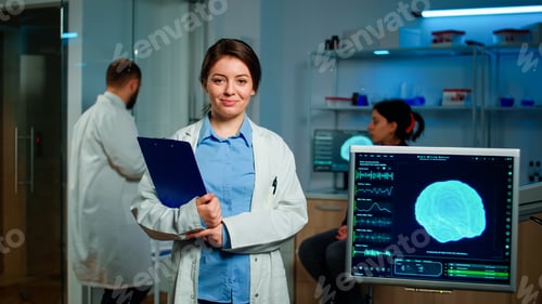 Preview: Portrait of medical neurologist researcher looking at camera smiling