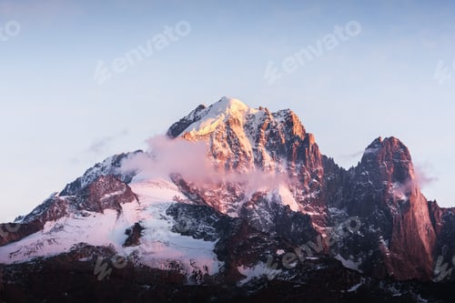 Preview: Incredible colorful sunset on Aiguille Verte peak in French Alps