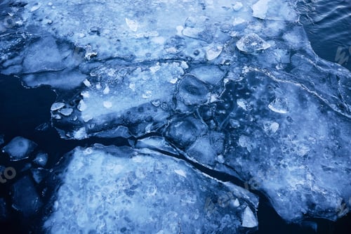 Preview: Ice floes in the water. Abstract nature background