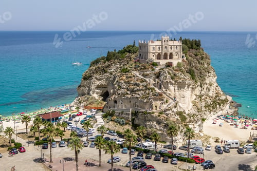 Preview: Aerial view of Santa Maria dell'Isola Church - Tropea, Calabria, Italy