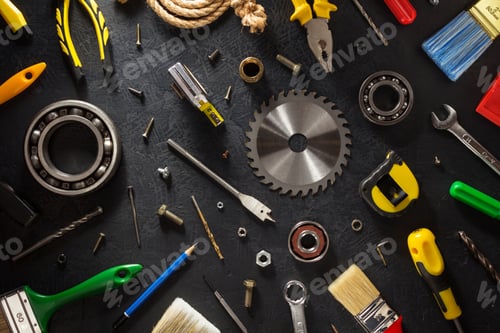 Preview: tools and instruments on black