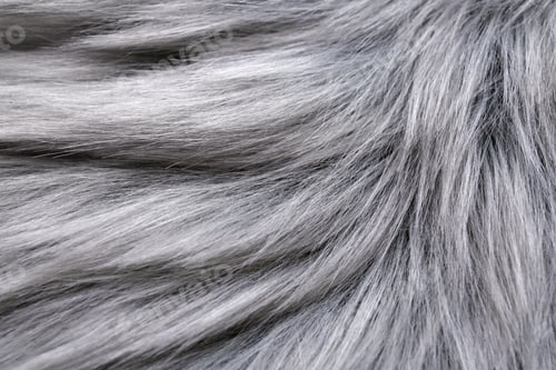 Preview: Grey faux fur as background, closeup view