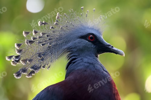 Preview: Victoria crowned pigeon (Goura victoria) on green natural background