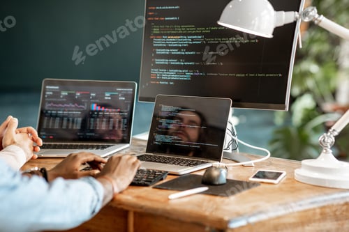 Preview: Programmer working with program code