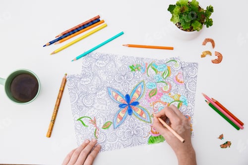 Preview: Adult coloring anti stress page or coloring book, self care