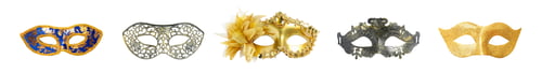Preview: Different carnival masks isolated on white, set