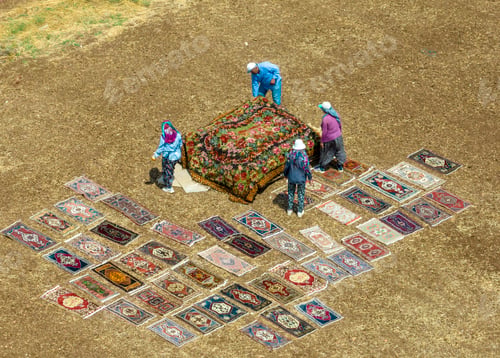 Preview: Dosemealti - Antalya - Turkey, August 10, 2023, Carpet Fields in the Summer Season Drone Photo