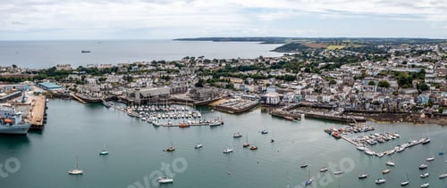 Preview: aerial view of Falmouth Docks and town in Cornwall