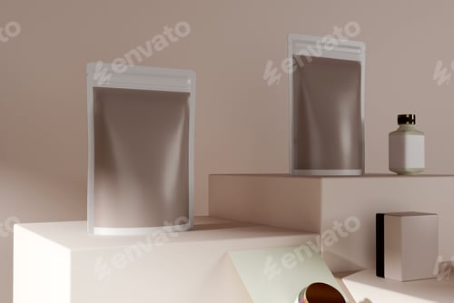Preview: Blank cosmetic products containers set. Different refillable packages 3d render