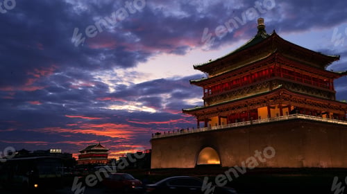 Preview: Mesmerizing calm sunset over the Beijing Bell and Drum Towers