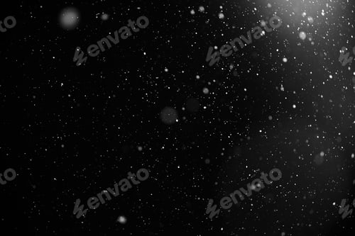 Preview: Falling snow flakes or rain on black background